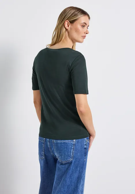 T-Shirt mit Herzausschnitt evernight green