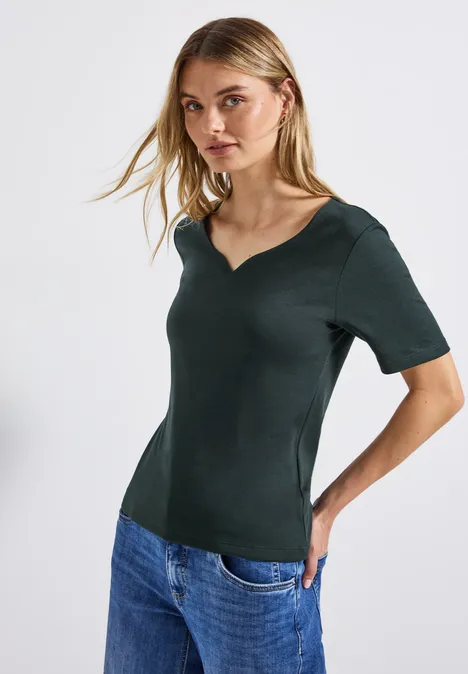 T-shirt avec encolure en cœur evernight green