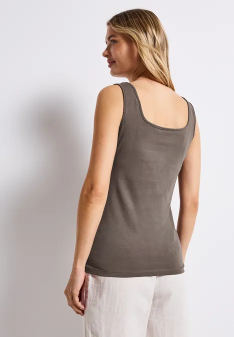 Basic Top mit Square Neck nomad brown