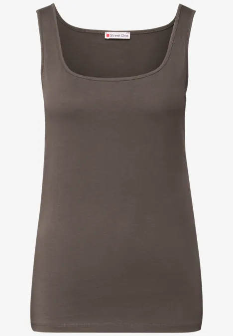 Basic Top mit Square Neck nomad brown