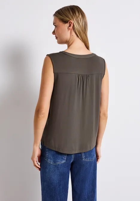 Split Neck Jersey-Top nomad brown