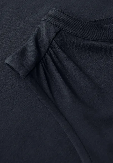 Split Neck Jersey-Top deepwater blue