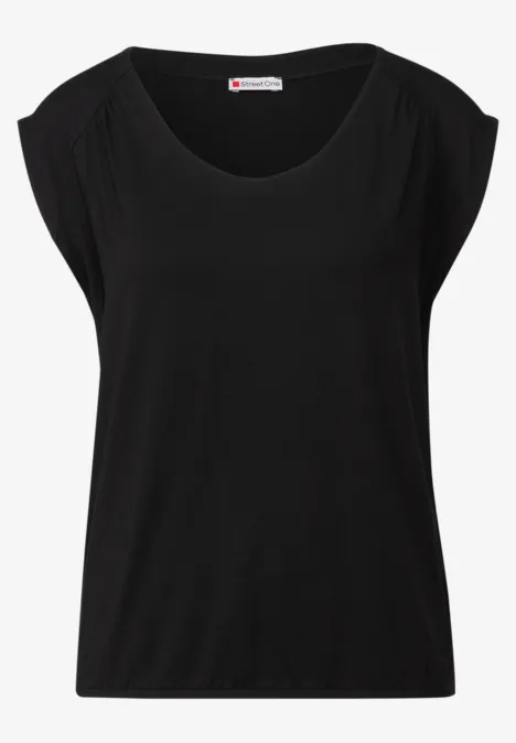 Jersey-Shirt mit Elastiksaum Black