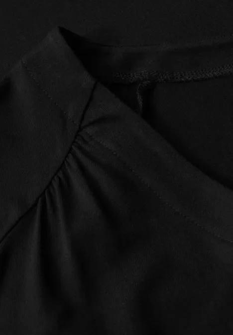 Jersey-Shirt mit Elastiksaum Black