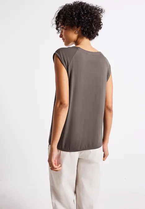 Jersey-Shirt mit Elastiksaum nomad brown