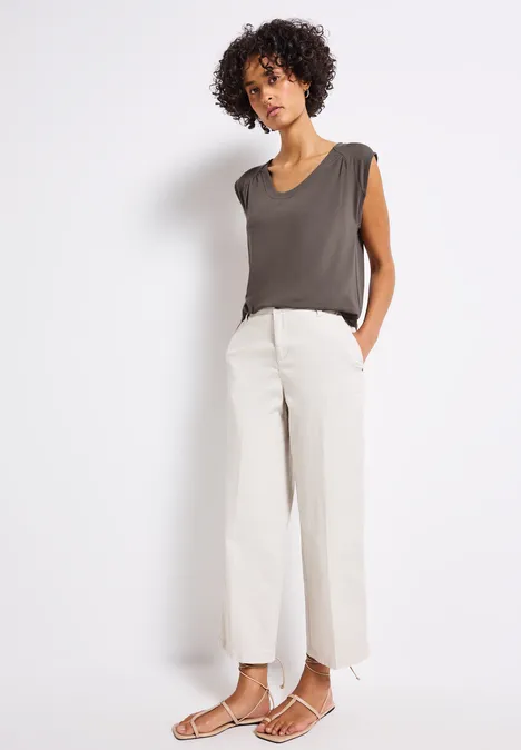 Jersey-Shirt mit Elastiksaum nomad brown