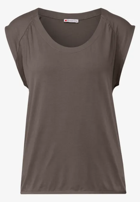 Jersey-Shirt mit Elastiksaum nomad brown