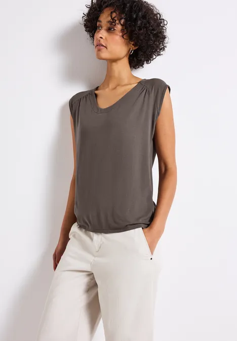 Jersey-Shirt mit Elastiksaum nomad brown