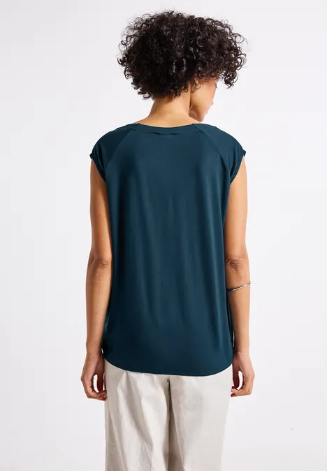 Jersey-Shirt mit Elastiksaum tide blue