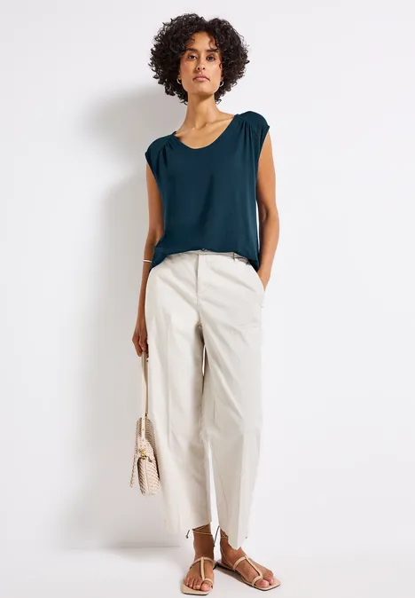 Jersey-Shirt mit Elastiksaum tide blue