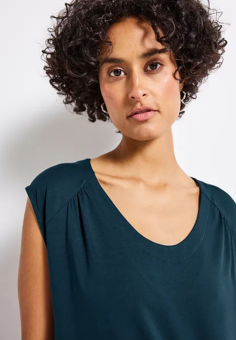 Jersey-Shirt mit Elastiksaum tide blue