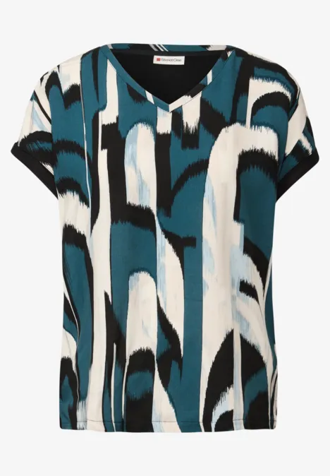 Materialmix Ikat Print Shirt tide blue