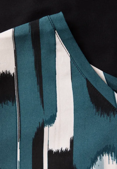 Materialmix Ikat Print Shirt tide blue
