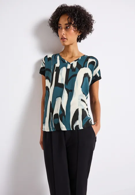 Materialmix Ikat Print Shirt tide blue