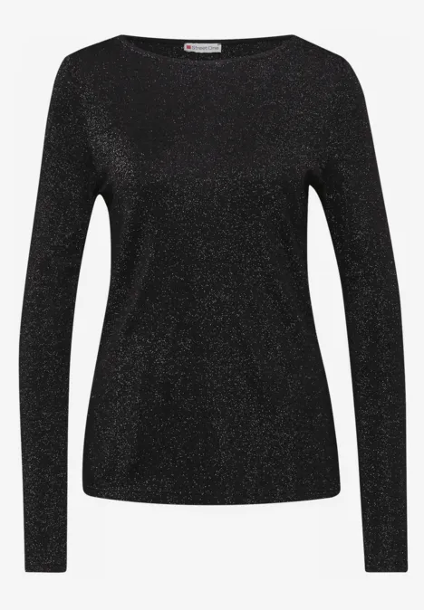Glitzerndes Langarmshirt Black