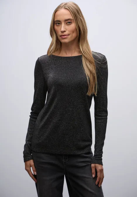 Glitzerndes Langarmshirt Black