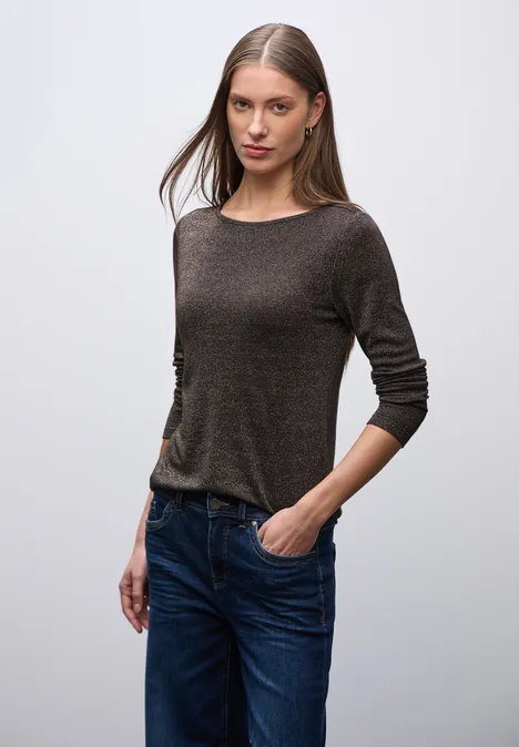 Glitzerndes Langarmshirt deep roast brown