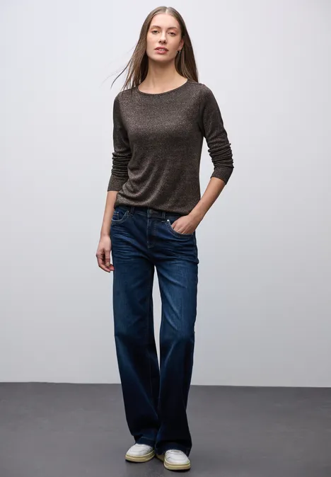 Glitzerndes Langarmshirt deep roast brown