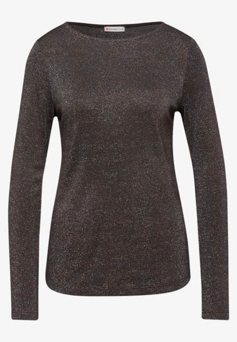 Glitzerndes Langarmshirt deep roast brown