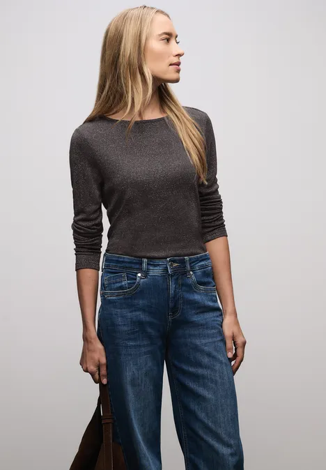 Glitzerndes Langarmshirt deep roast brown