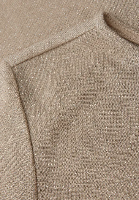 Glitzerndes Langarmshirt sanded beige