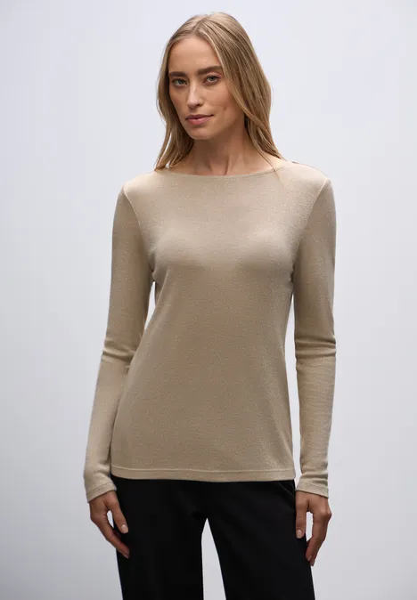 Glitzerndes Langarmshirt sanded beige