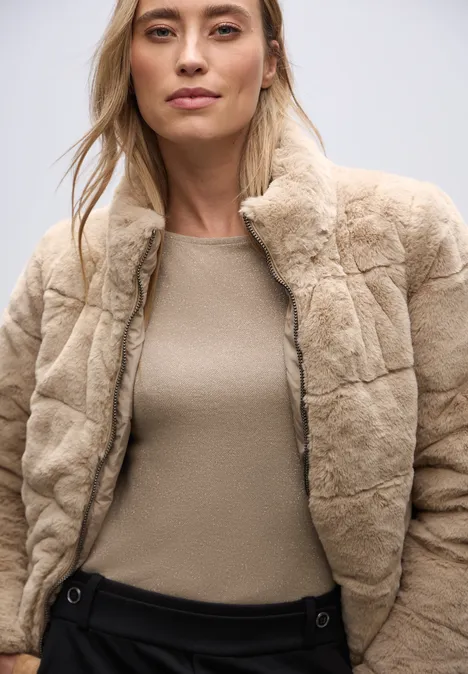 Glitzerndes Langarmshirt sanded beige