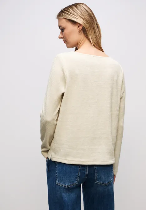 Shirt mit U-Boot-Ausschnitt soft beige