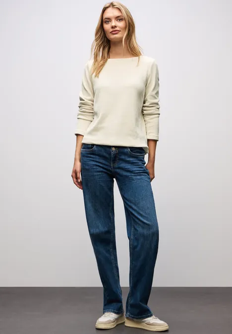 Shirt mit U-Boot-Ausschnitt soft beige