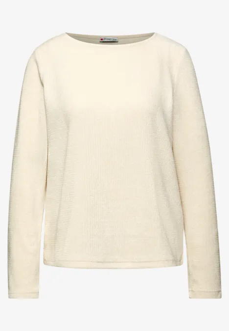 Shirt mit U-Boot-Ausschnitt soft beige