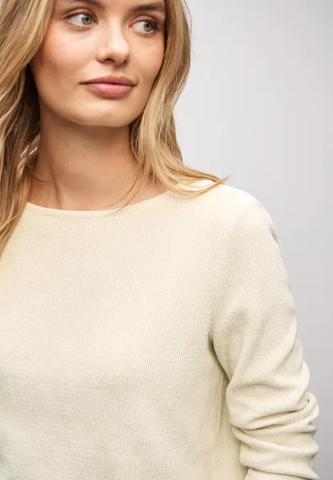 Shirt mit U-Boot-Ausschnitt soft beige