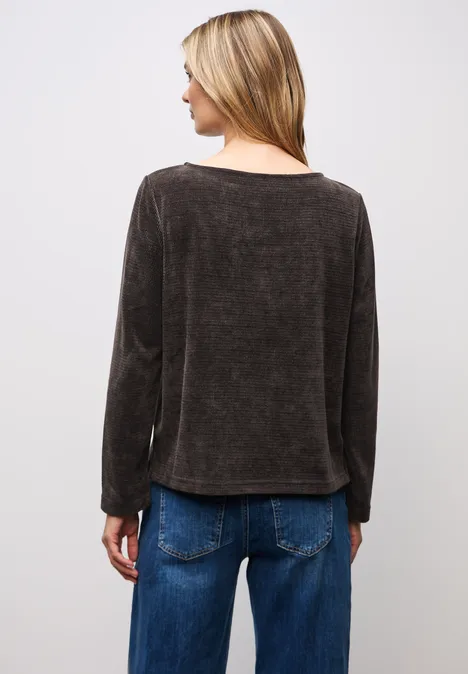 Shirt mit U-Boot-Ausschnitt deep roast brown