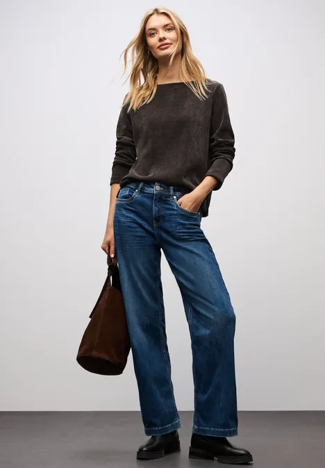 Shirt mit U-Boot-Ausschnitt deep roast brown