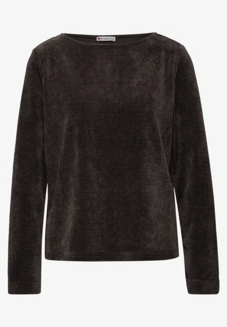 Shirt mit U-Boot-Ausschnitt deep roast brown