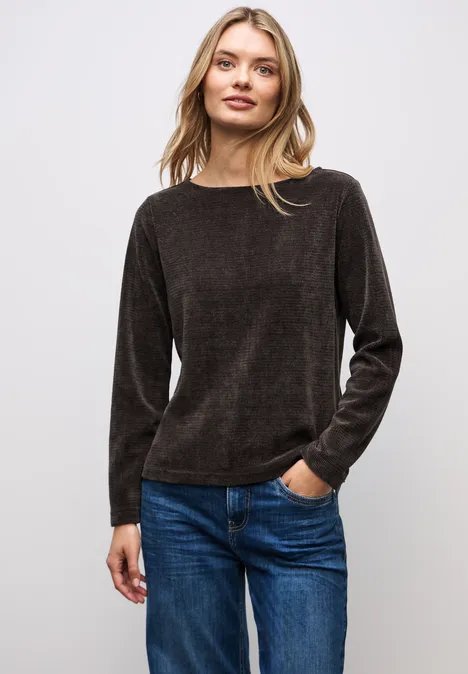 Shirt mit U-Boot-Ausschnitt deep roast brown