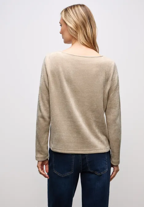 Shirt mit U-Boot-Ausschnitt sanded beige