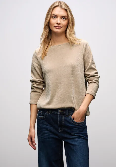 Shirt mit U-Boot-Ausschnitt sanded beige