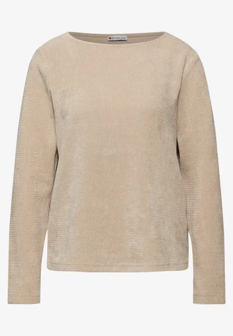 Shirt mit U-Boot-Ausschnitt sanded beige