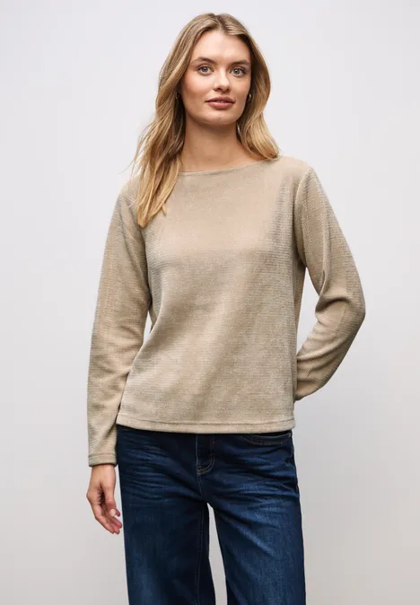 Shirt mit U-Boot-Ausschnitt sanded beige