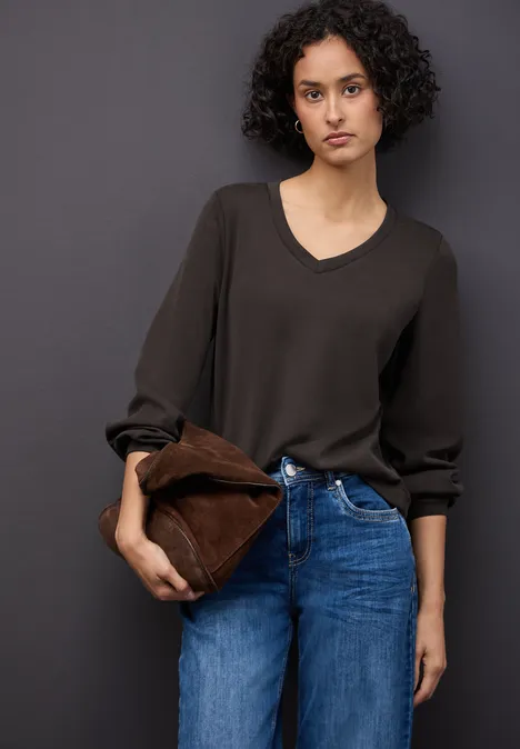 Silk-Look Shirt deep roast brown