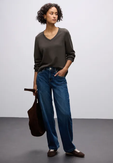 Silk-Look Shirt deep roast brown