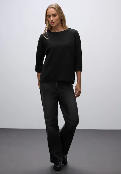 Glitzerndes Strukturshirt Black