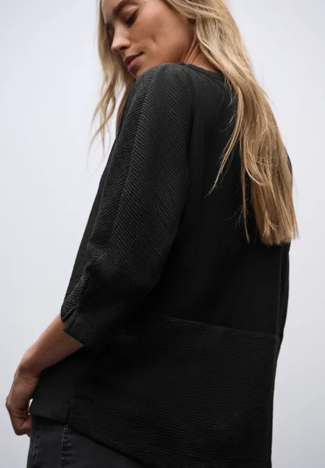 Glitzerndes Strukturshirt Black