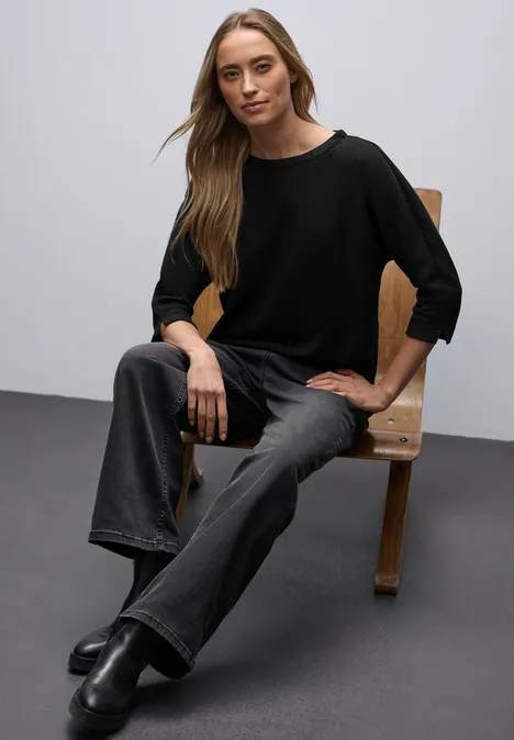 Glitzerndes Strukturshirt Black