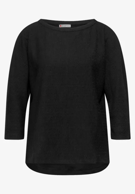 Glitzerndes Strukturshirt Black