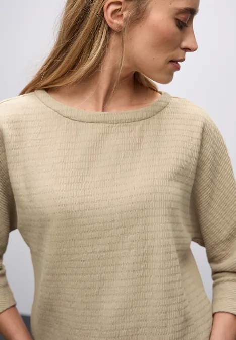 Glitzerndes Strukturshirt sanded beige