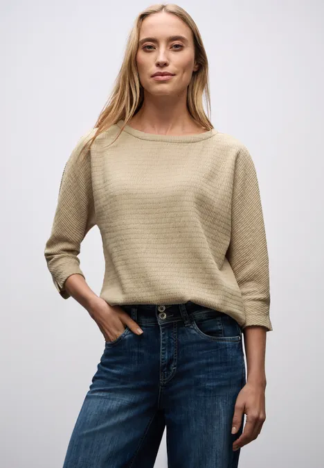 Glitzerndes Strukturshirt sanded beige