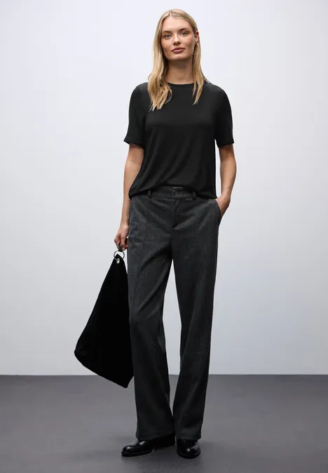 Shirt mit Chiffon-Detail Black