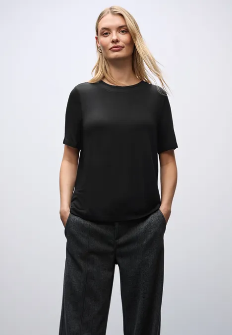 Shirt mit Chiffon-Detail Black