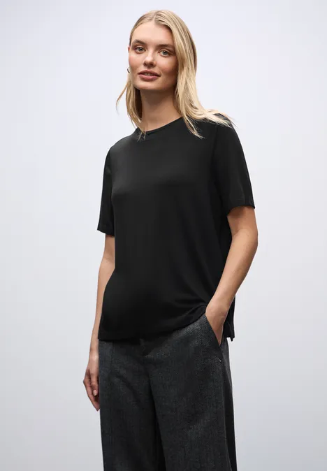 Shirt mit Chiffon-Detail Black